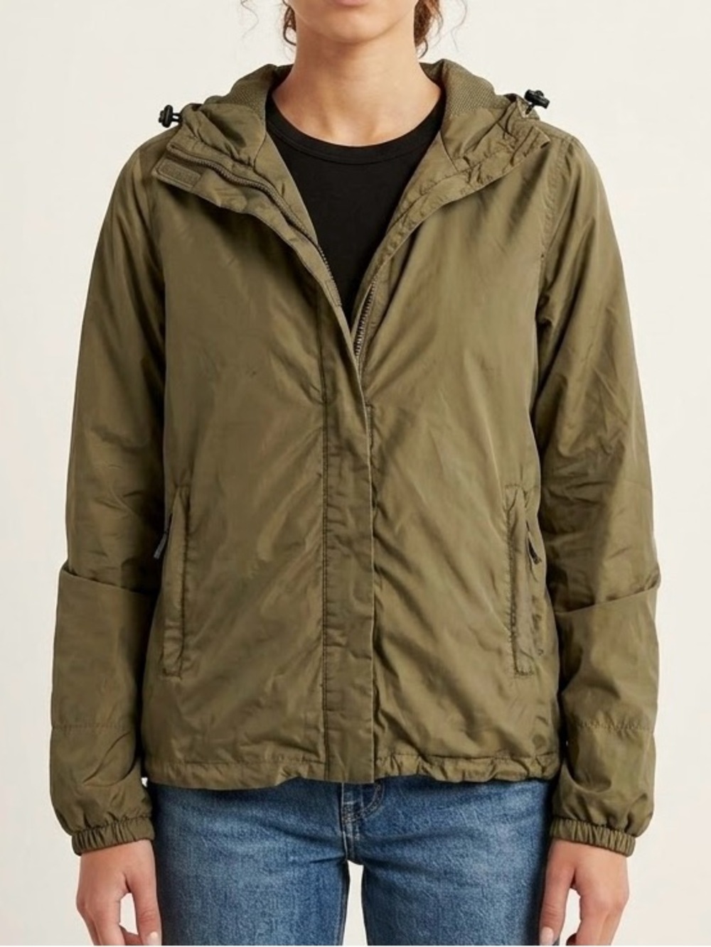 Abercrombie & Fitch Vintage Y2K Olive Green Windbreaker Jacket Petite Gorpcore